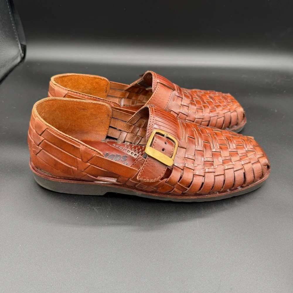 Sunsteps Mens 7.5 Hand Woven Leather Huarache Sandals Buckle Strap Shoes